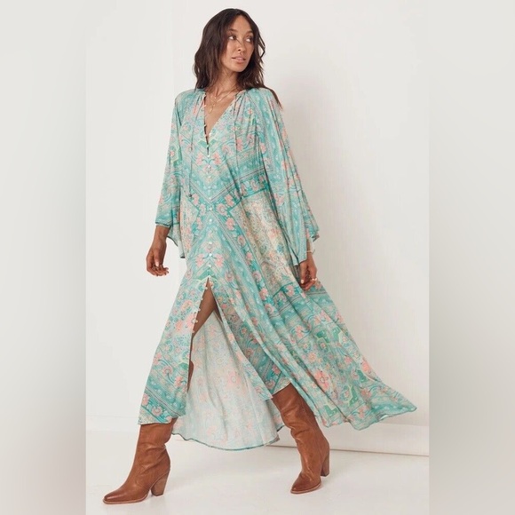 Spell and the Gypsy Farrah Half Moon Gown In Aqua - Picture 1 of 8